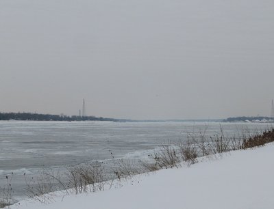 You can see the line where the ice jam begins, just above Marysville.