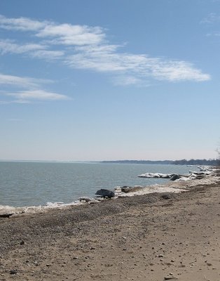 Remnants of "Dirty ice" along the shoreline at Lakeport Stat Park