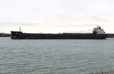 Slowing to make a stop at the fuel dock before resuming her trip to Goderich