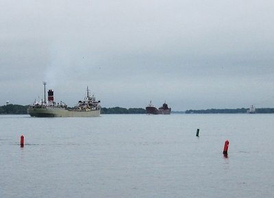 Algoma Mariner (hauling salt to Quebec City) is in the distance, at the far right