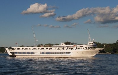 The Grande Mariner on her way down river from a week that included a stop at Mackinac Island.