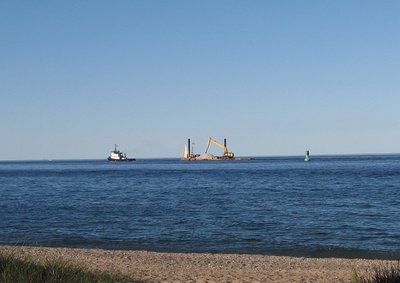 Tug Candice Elise and her barge are on their way to a Lake Huron job.