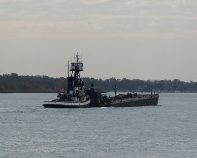 Tug Avenger and her barge making a turn on their down bound trip to Hamilton.