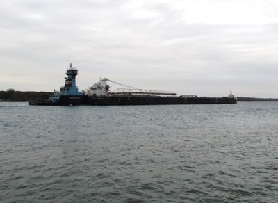 Ken Boothe, Sr. and Lakes Contender at twilight, down-bound to Ashtabula with taconite.