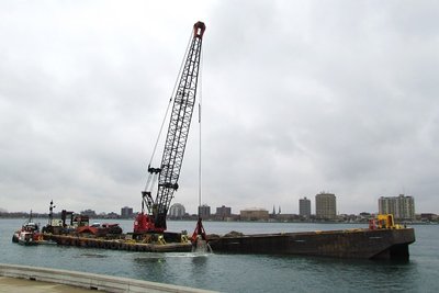 Now I know where the dredging project is!  At the Great Lakes Maritime Center, in Port Huron.  As you can see, Kurt R. Luedtke and crew were really busy!