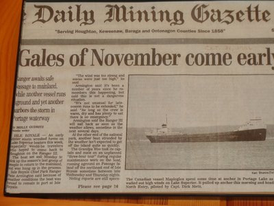Mapleglen at anchor in Portage Lake. Daily Mining Gazette