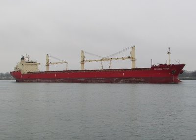After spending time in the Lake Huron anchorage, Federal Yukon was moving down river to Montreal.