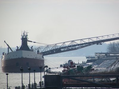Joseph H. Thompson unloading at Bluewater Aggregates, in Marysville.