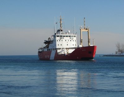 Canadian Coast Guard ice breaker Griffon coming off Lake Huron.  No work for her today!
