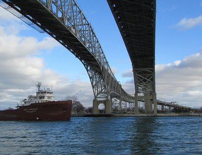 Lee A. Tregurtha enters the St. Clair River on her way to Dearborn.
