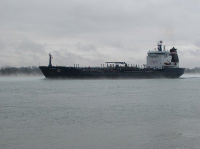 Thirty minutes later the fog is nearly gone as Algosea passes on her way to the Sarnia Fuel Dock.