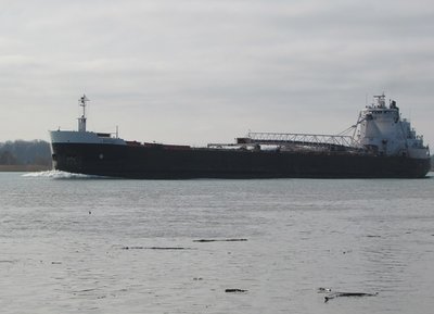 Buffalo in ballast to Marquette.  There were a lot of small tree branches and limbs floating on the river -- maybe due to recent heavy rains and wind.