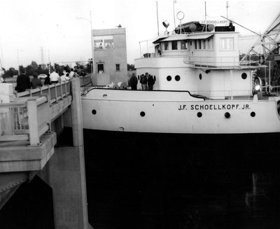 J F Schoellkopf Jr hit the old Zilwaukee Bridge in the Saginaw River Oct 5, 1967