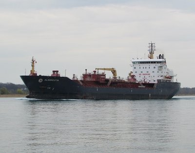 Tanker Algoscotia approaching the Sarnia fuel dock.