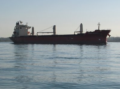Federal Shimanto on her way to Montreal for fuel and supplies, before continuing her trip across the Atlantic.